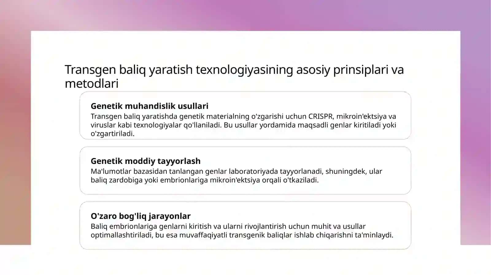 Transgen baliq yaratish texnologiyasi 3