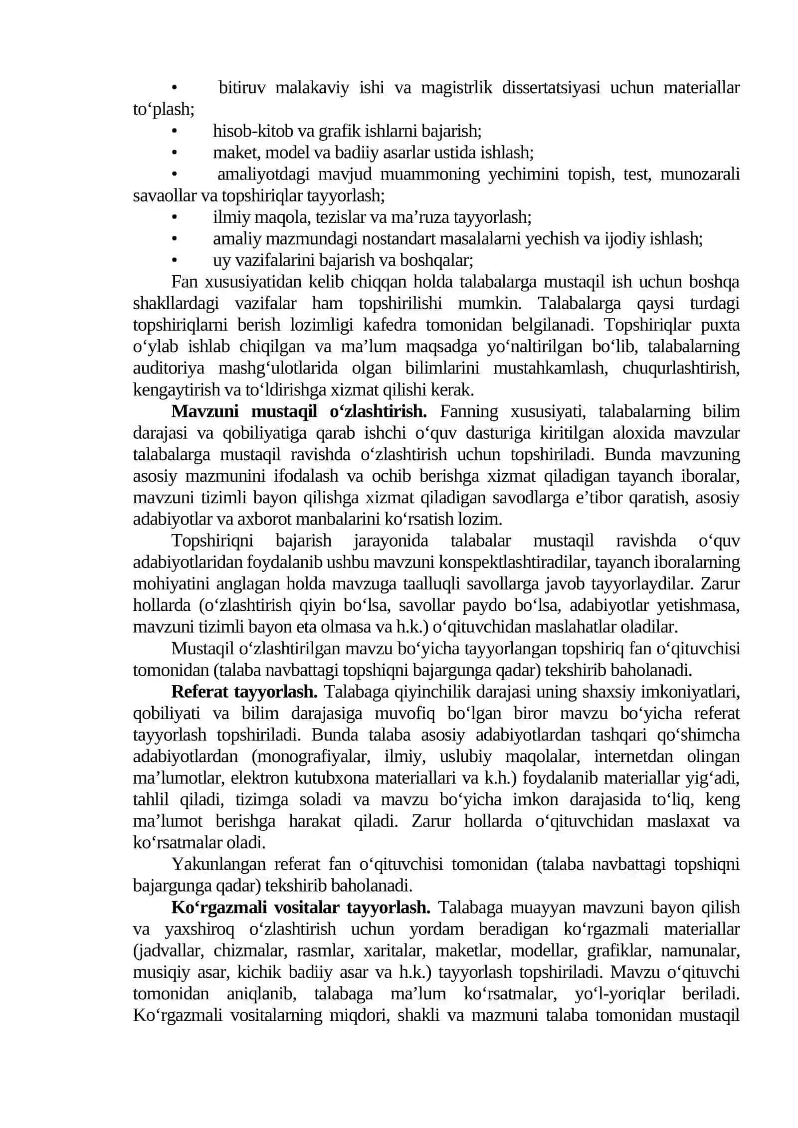 MUSTAQIL TA’LIM, UNING TURLARI VA BAJARILISHI 3