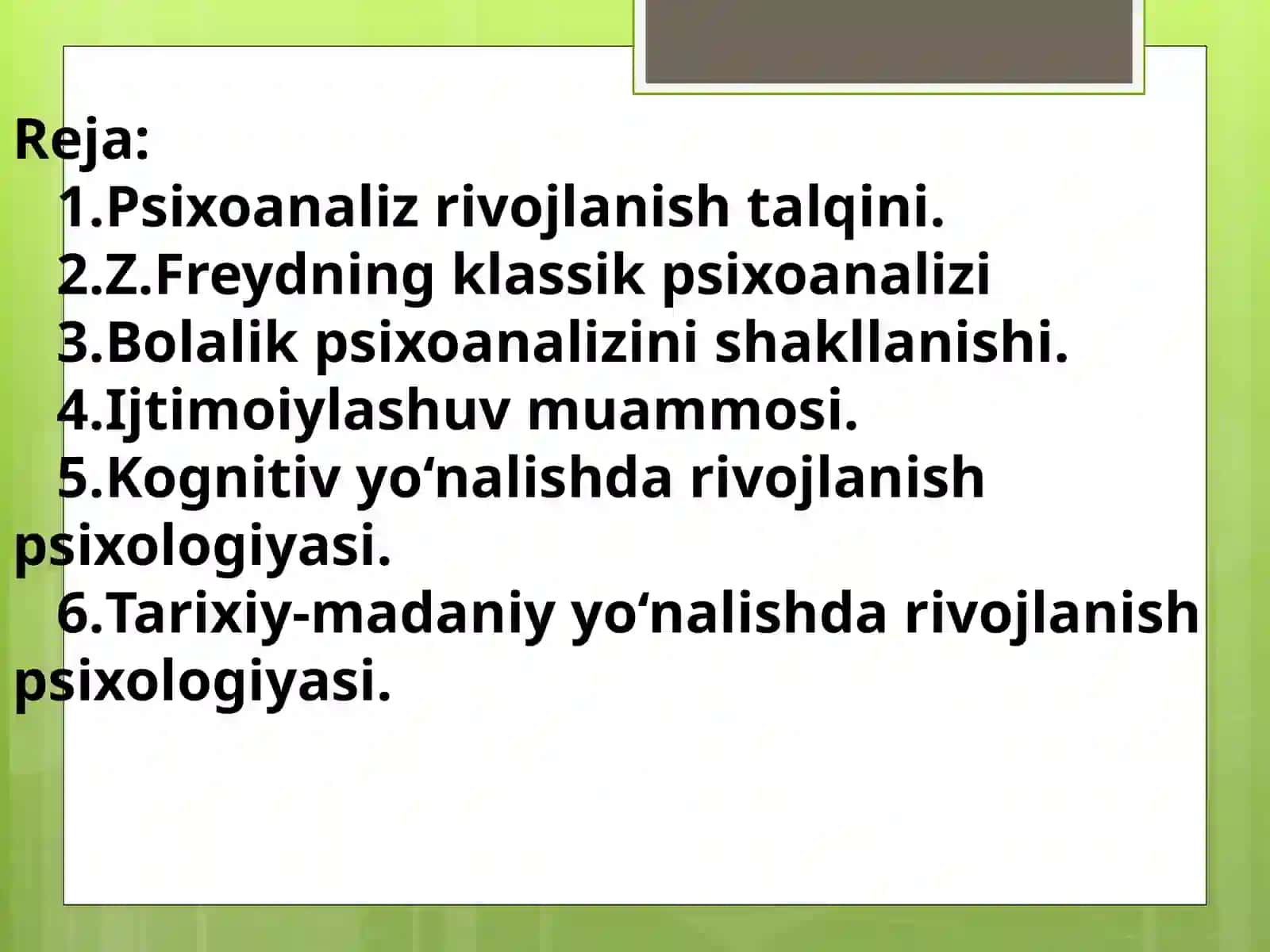 PSIXOLOGIK MAKTABLAR RIVOJLANISHI 3