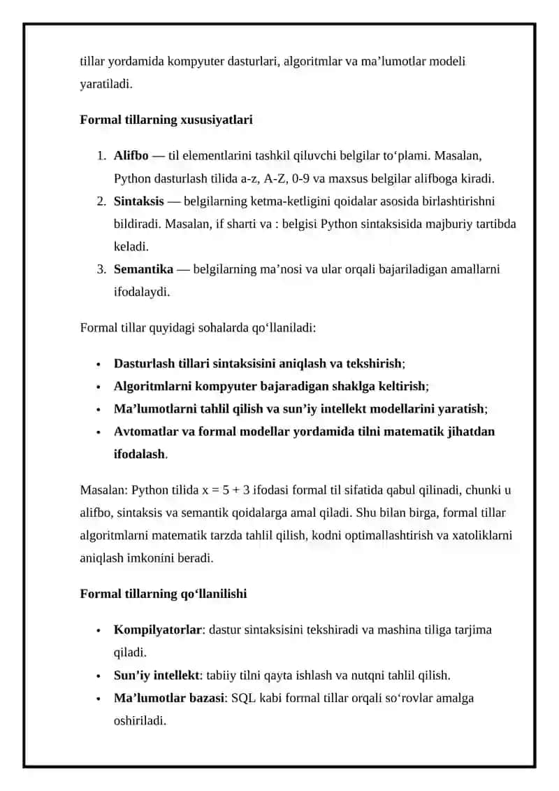 Formal tillar va grammatikalar 3