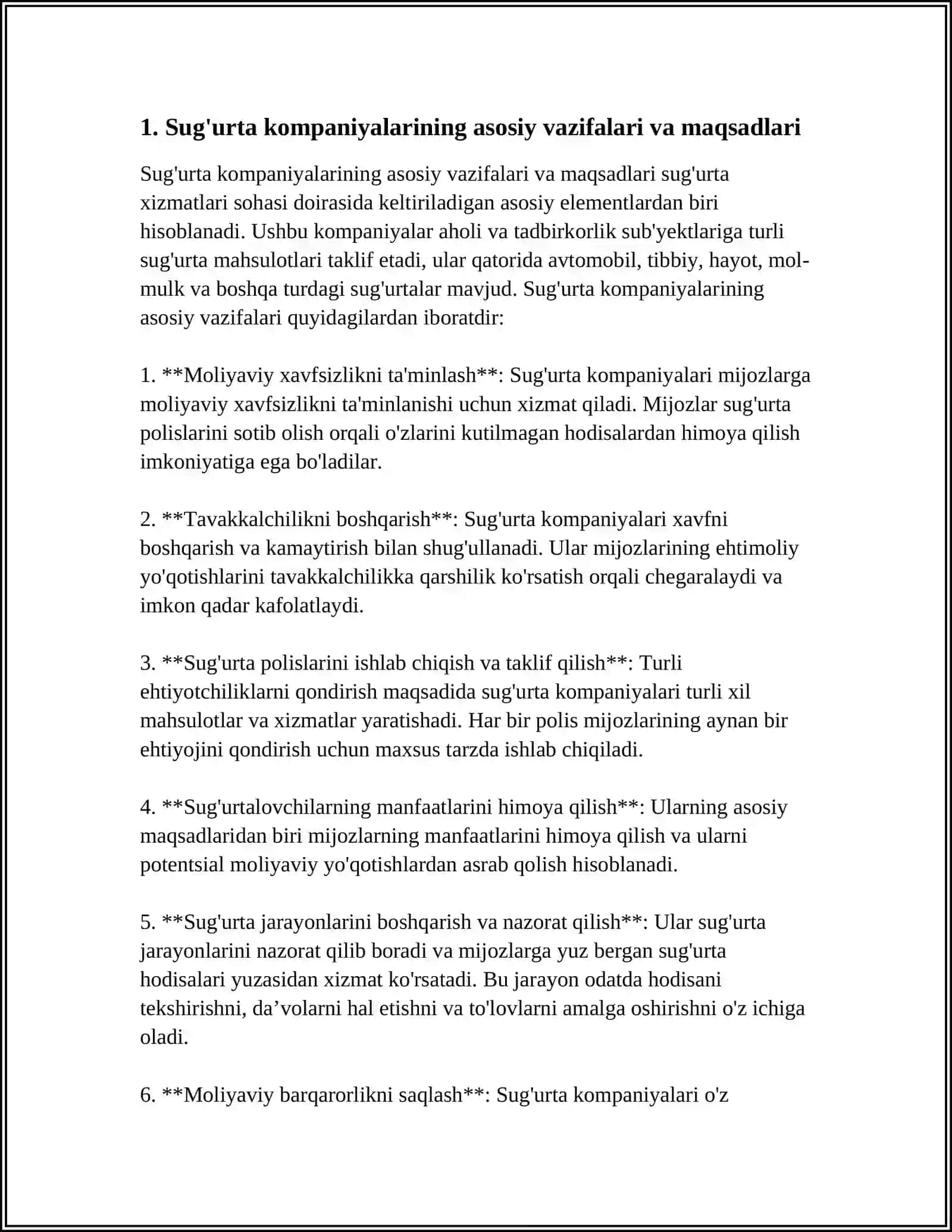 SUG'URTA KOMPANIYALARI VA ULARNING ASOSIY FUNKSIYALARI 3