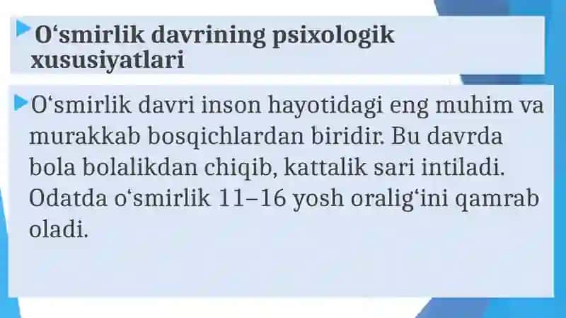 O'smirlik davrida shaxsning shakllanishi 3