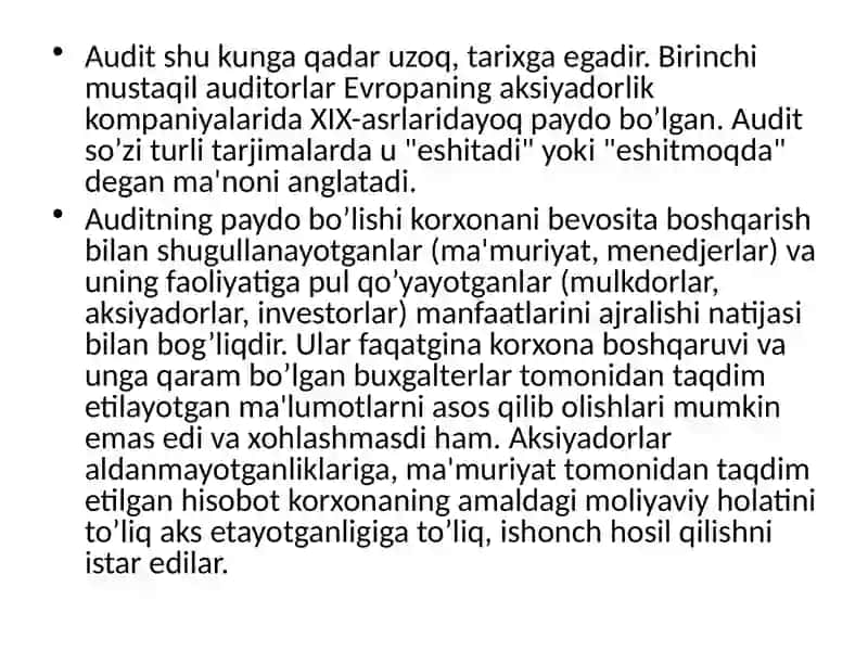 Auditning mohiyati,zarurligi va ahamiyati 3