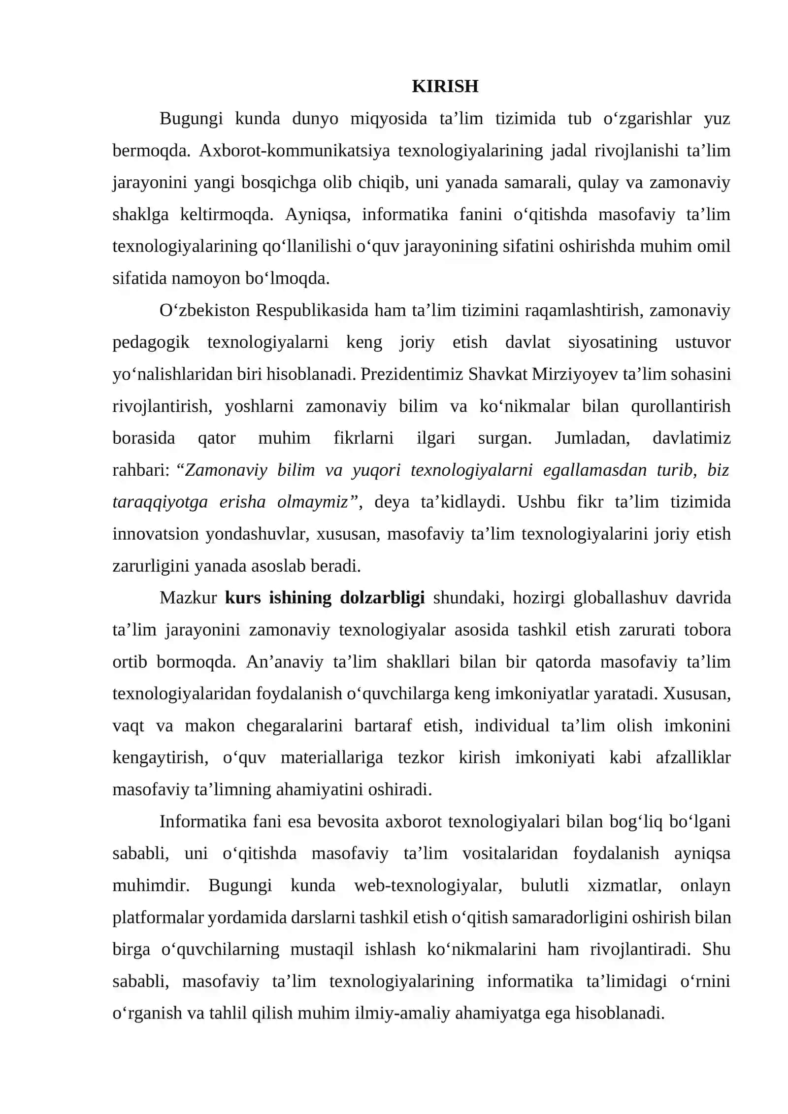 Masofaviy ta’lim texnologiyalarining informatika ta’limidagi o‘rni 3