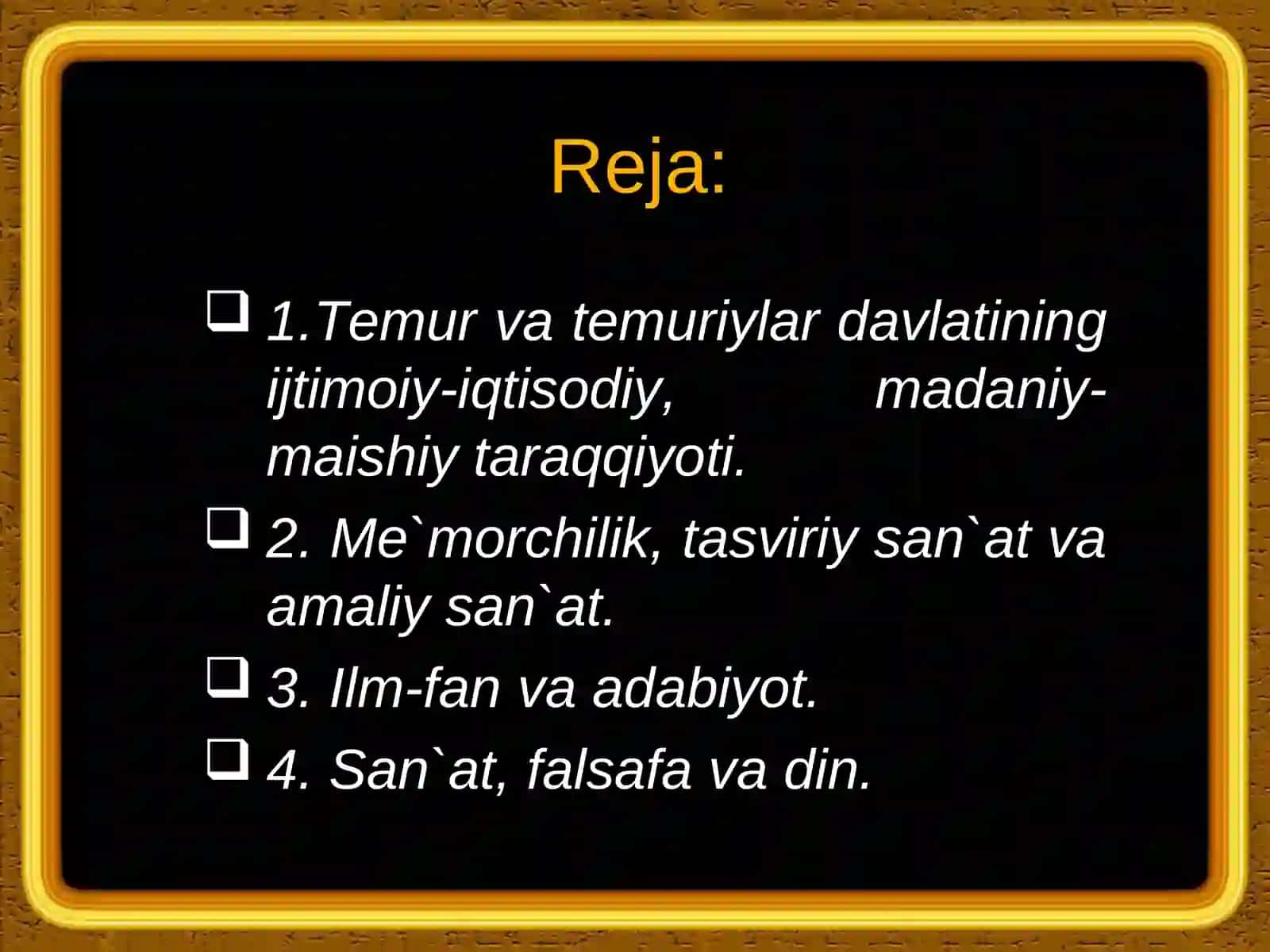 O`zbekiston tarixi fanidan ta'lim 3