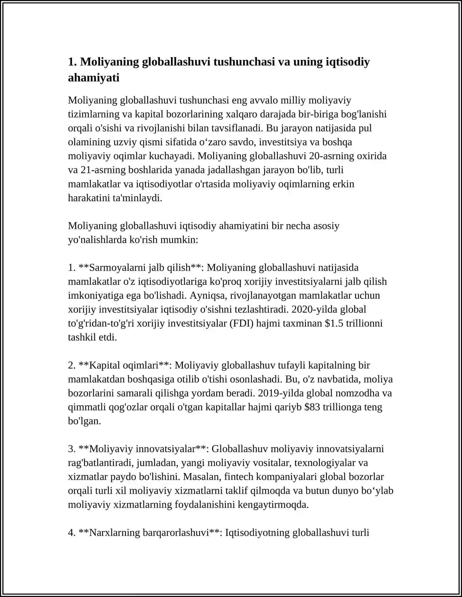 MOLIYANING GLOBALLASHUVI SHAROITIDAGI AHAMYATI 3