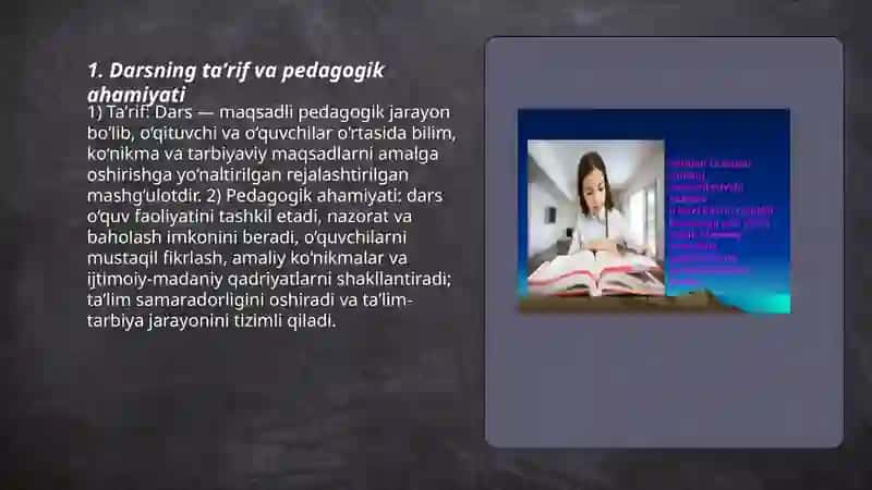 Dars - taʼlimni tashkil etishning asosiy shakli 3