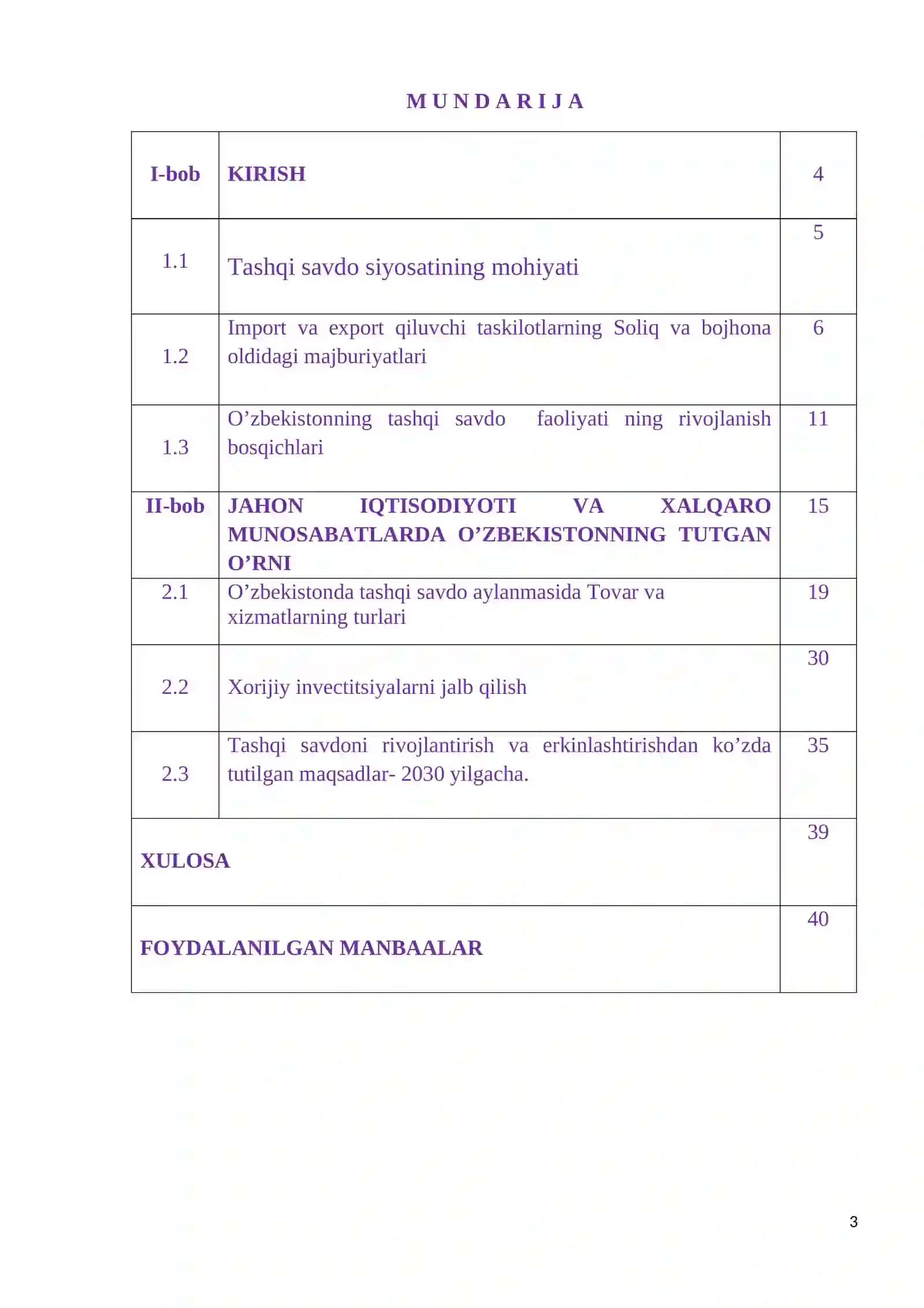O’ZBEKISTINNING TASHQI SAVDO FAOLIYATI 3