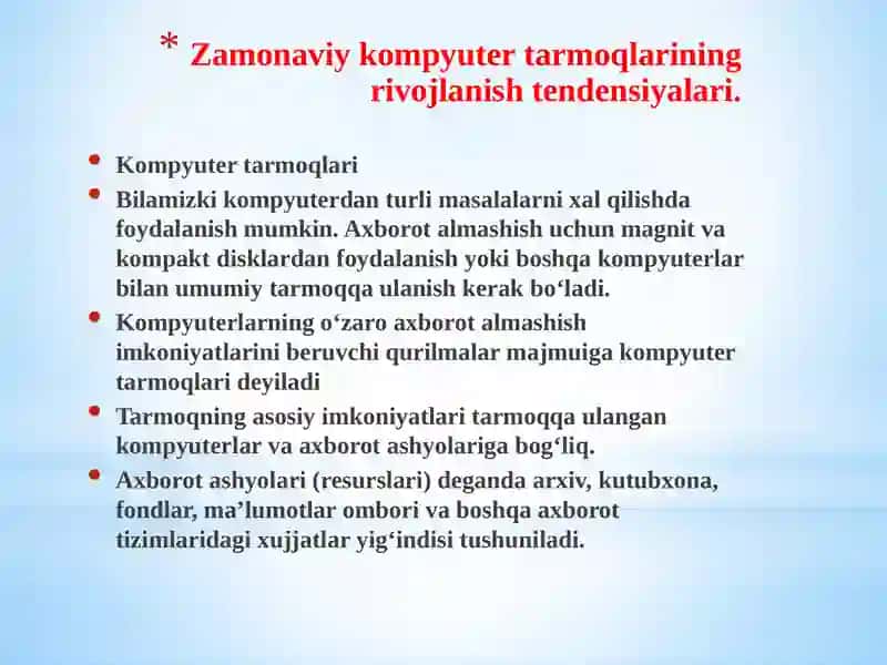 Zamonaviy kompyuter tarmoqlarining rivojlanish tendensiyalari 3