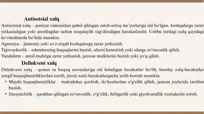MAvzu Og’ishgan xulq ko’rinishlari. 3