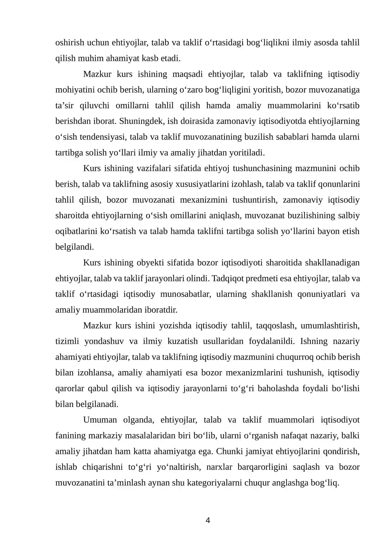 EHTIYOJLAR, TALAB VA TAKLIF MUAMMOLARI 3