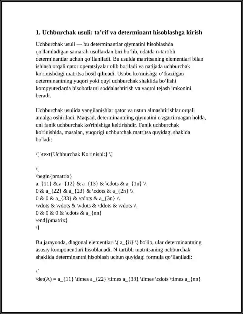 N-TARTIBLI DETERMINANTLARNI HISOBLASHNING UCHBURCHAK USULI 3