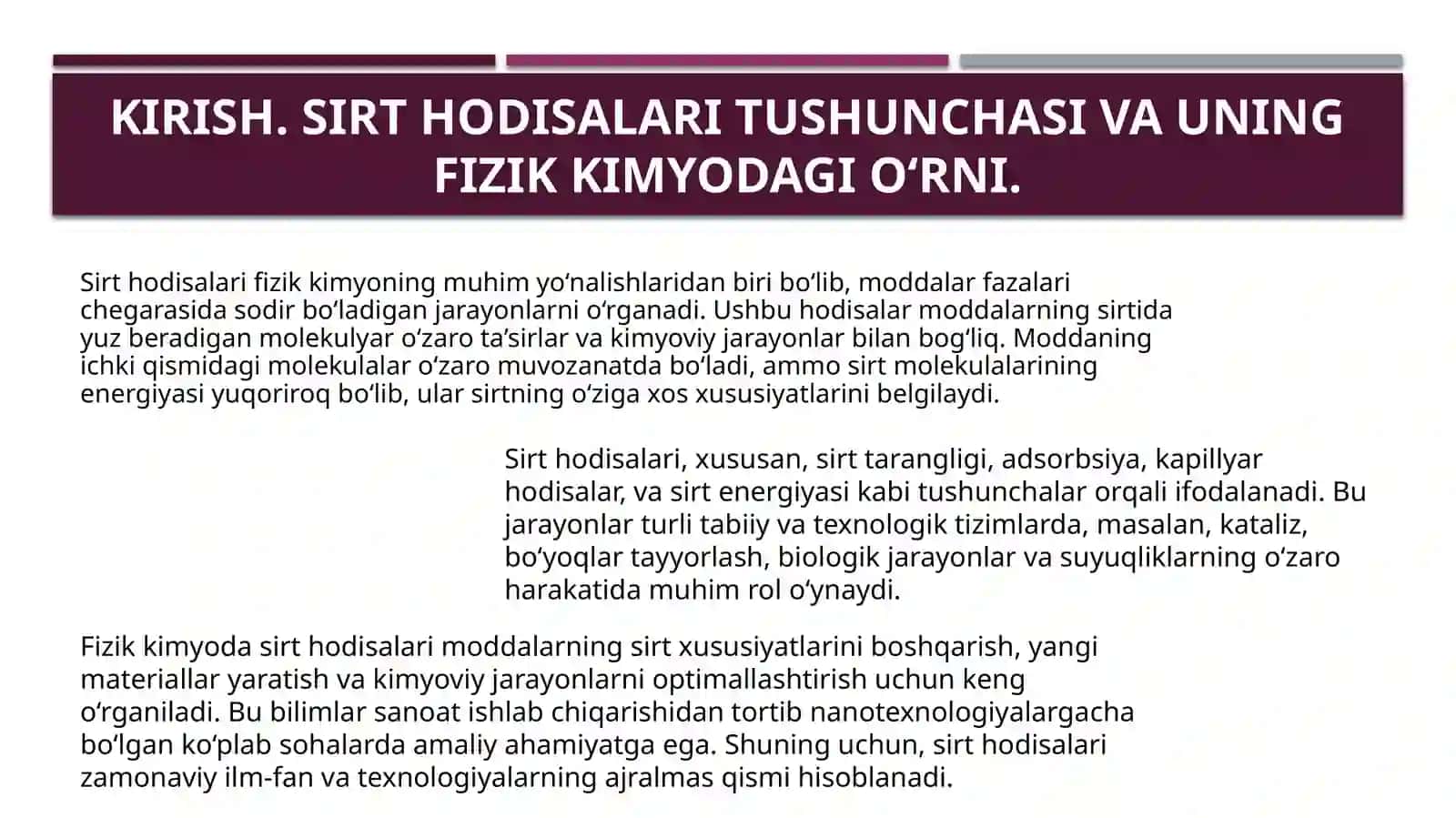 Sirt hodisasini fizik kimyosi haqida 3