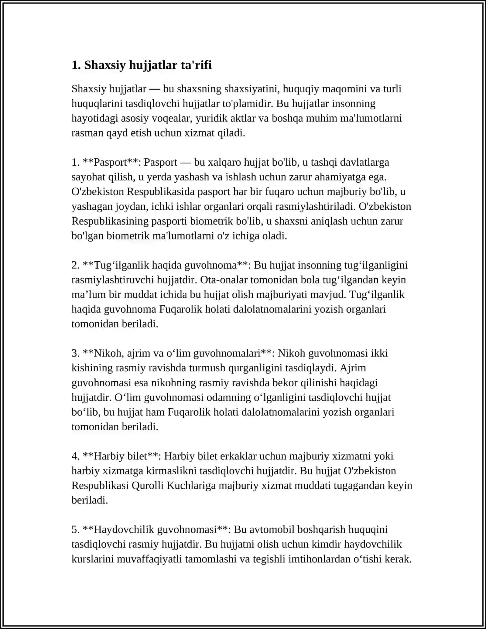 SHAXSIY XUJJATLAR VA ULARNING XUSUSIYATLARI 3