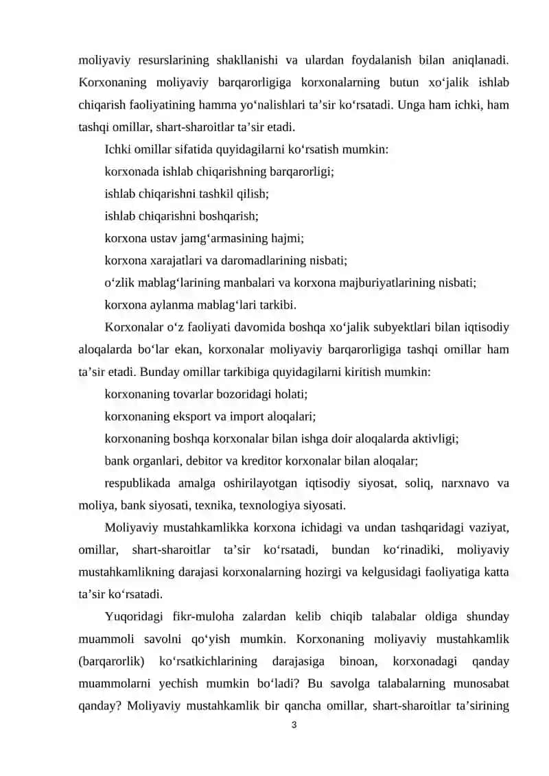Moliyaviy barqarorlik tahlili 3