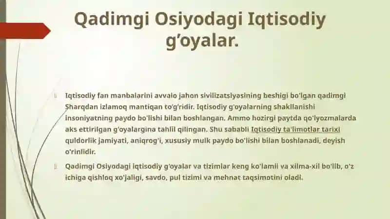 Qadimgi Dunyo Iqtisodiy G'oyalari 3