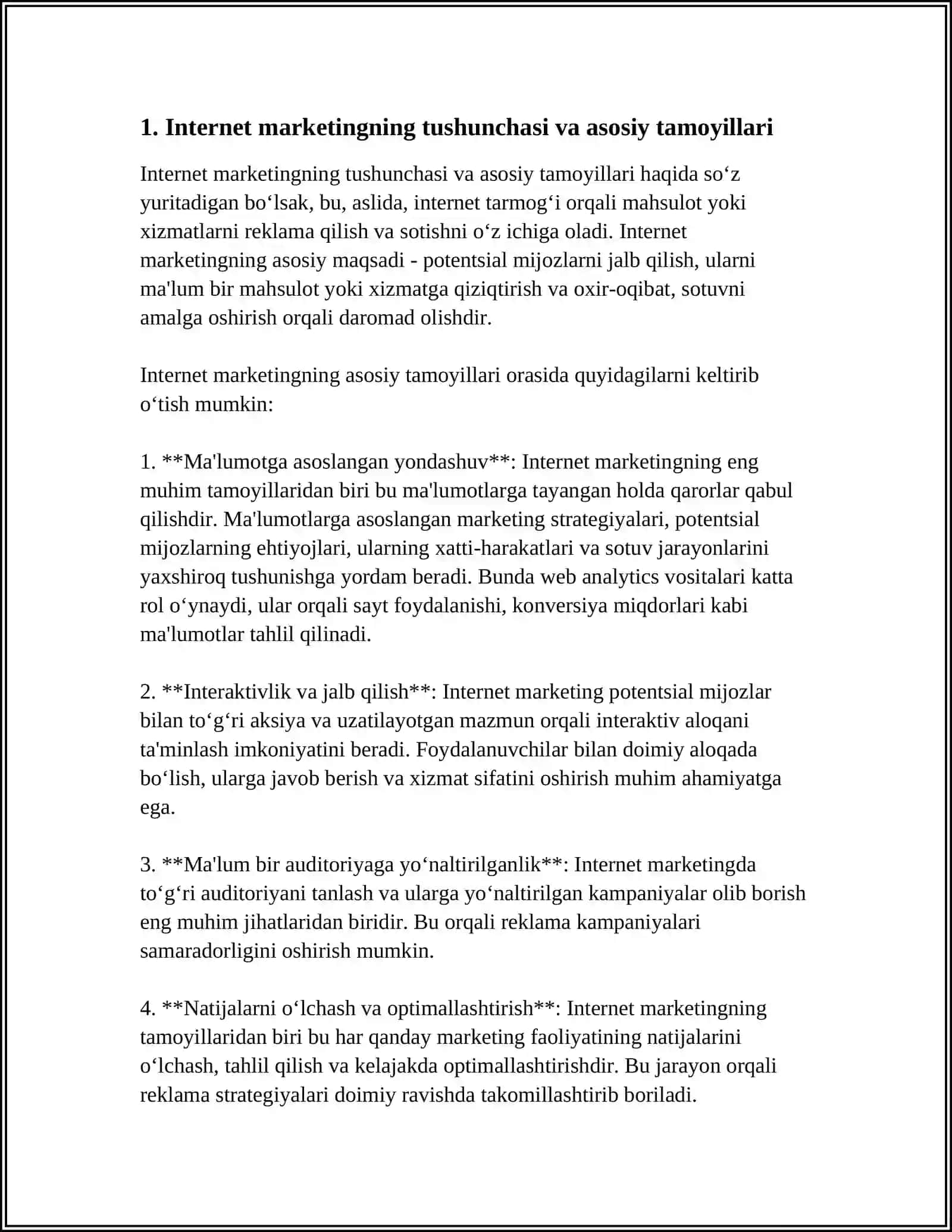 INTRNET MARKETING INTERNET MARKETING ASOSIY USTUNLIKLARI 3