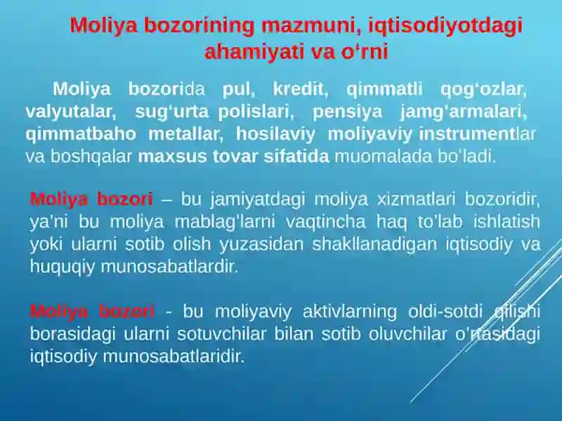 Moliva bozorlar va institutlar fanı 3