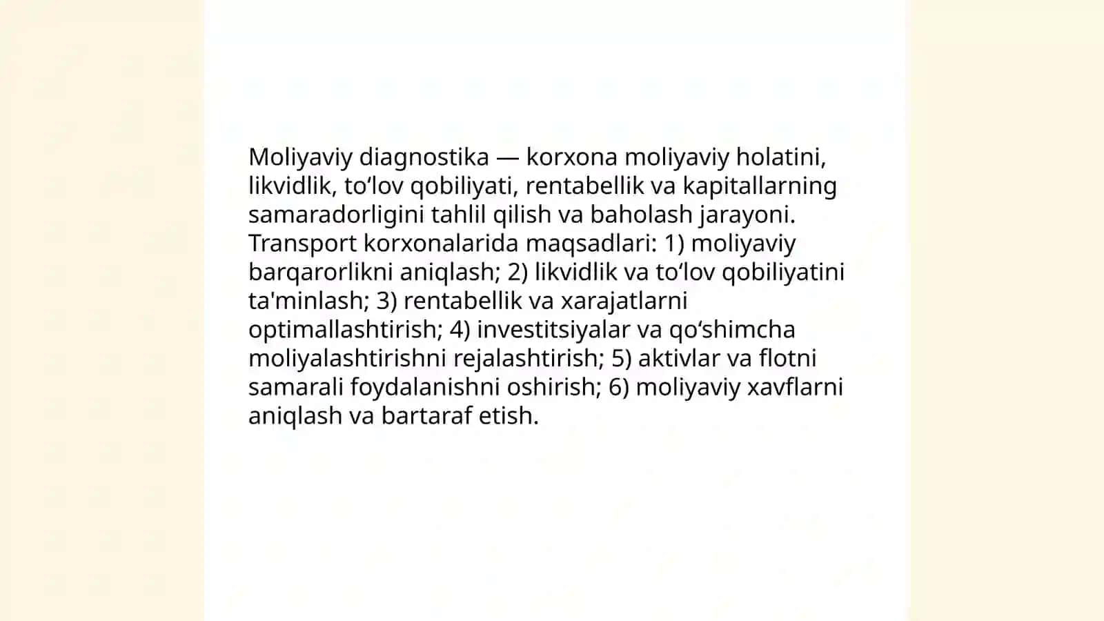 Moliyaviy diagnostika transport korxonalar uchun 3