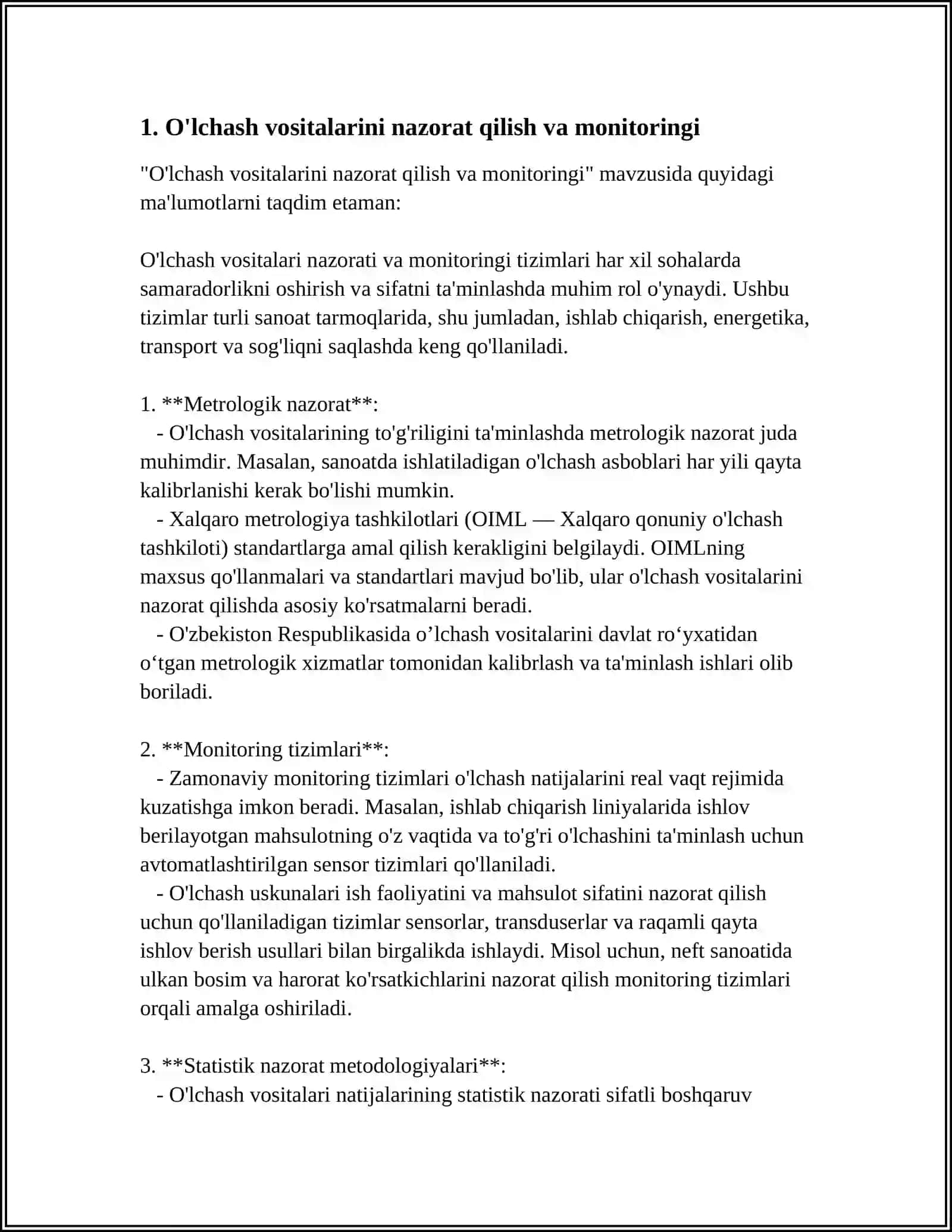 O'lchash Vositalarini Qiyoslash va Kalibrlash 3