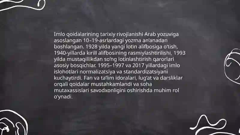 O‘zbek tilining imlo qoidalari va soha egalarining savodxonligi 3