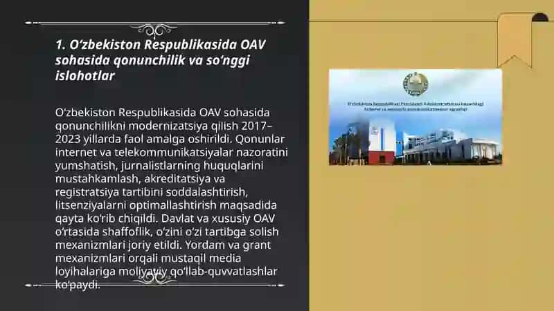O‘zbekiston Respublikasida ommaviy axborot vositalarining faoliyati (o‘zgarish va muamolari) 3
