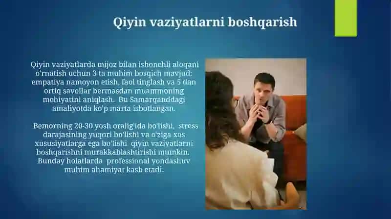 Psixologik maslahatda kontakt o'rnatish 3