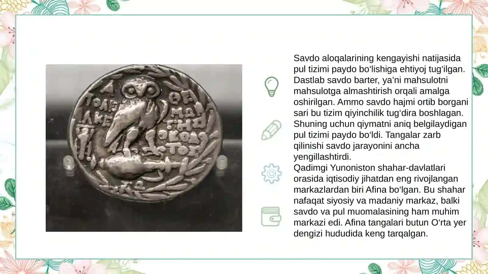 Qadimgi Yunoniston pul tizimi va savdo sotiq 3