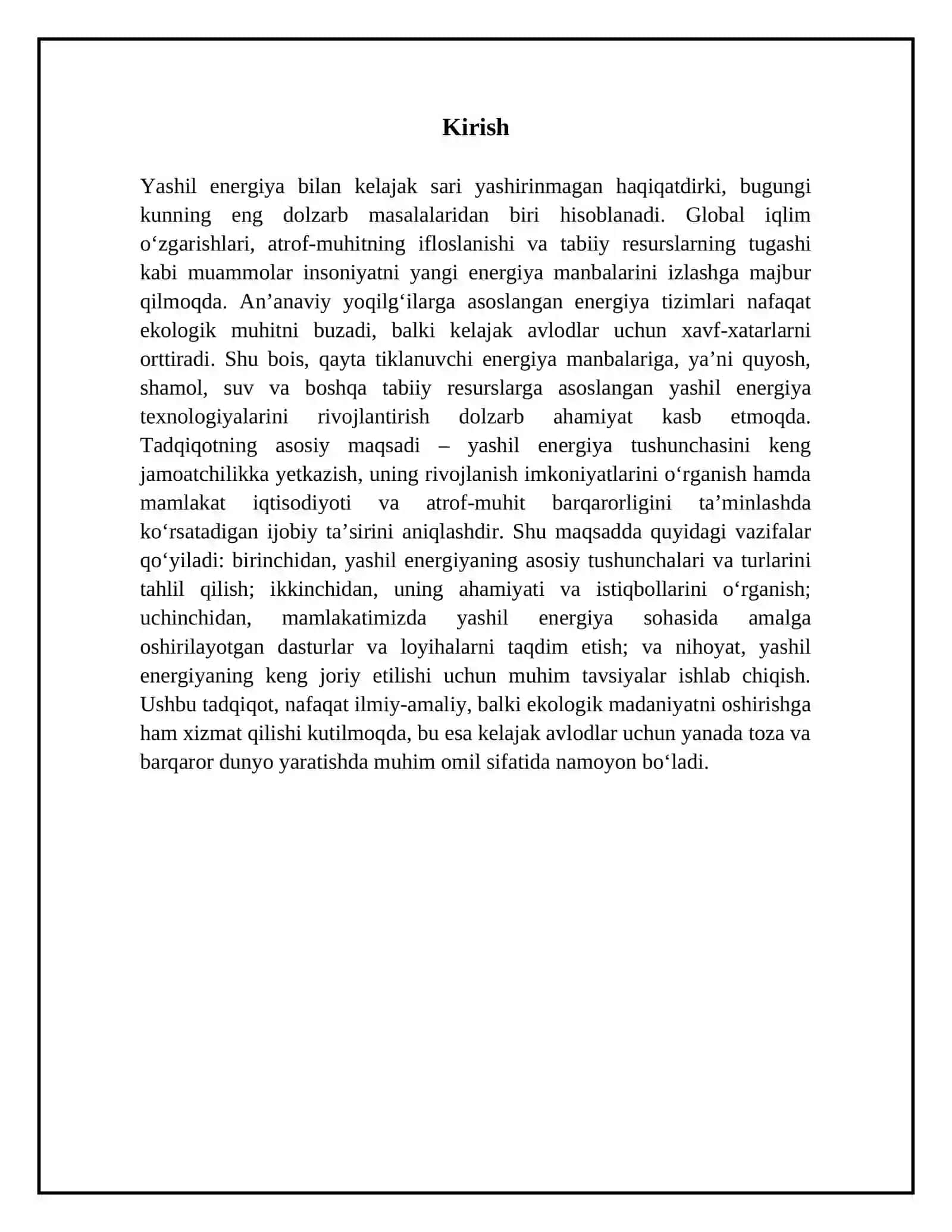 Yashil energiya bilan kelajak sari 3
