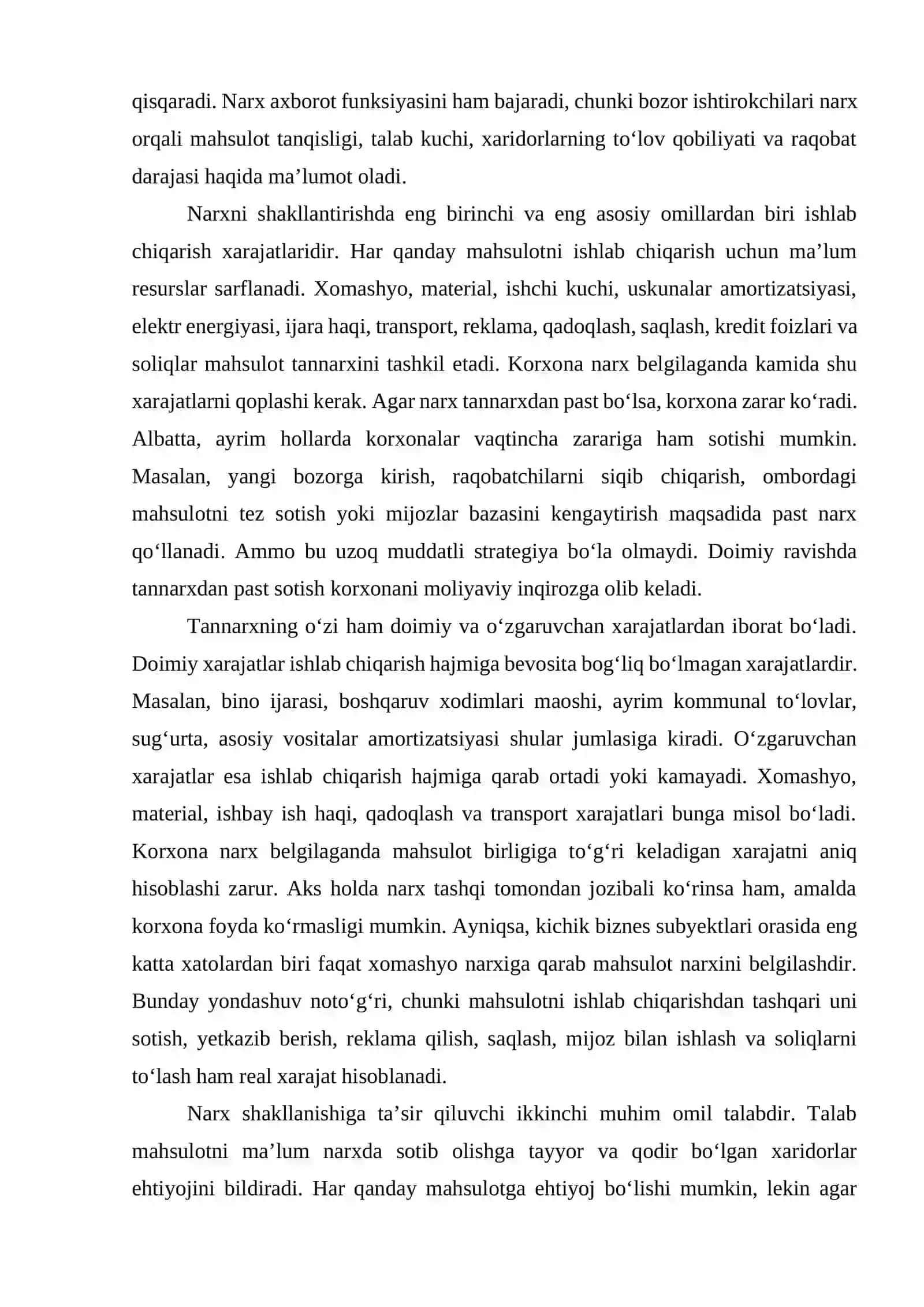 Narxni shakllantirish omillari 3