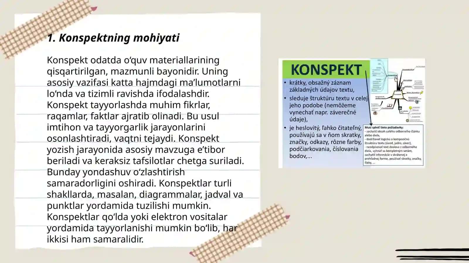Konspekt. Konspekt turlari 3