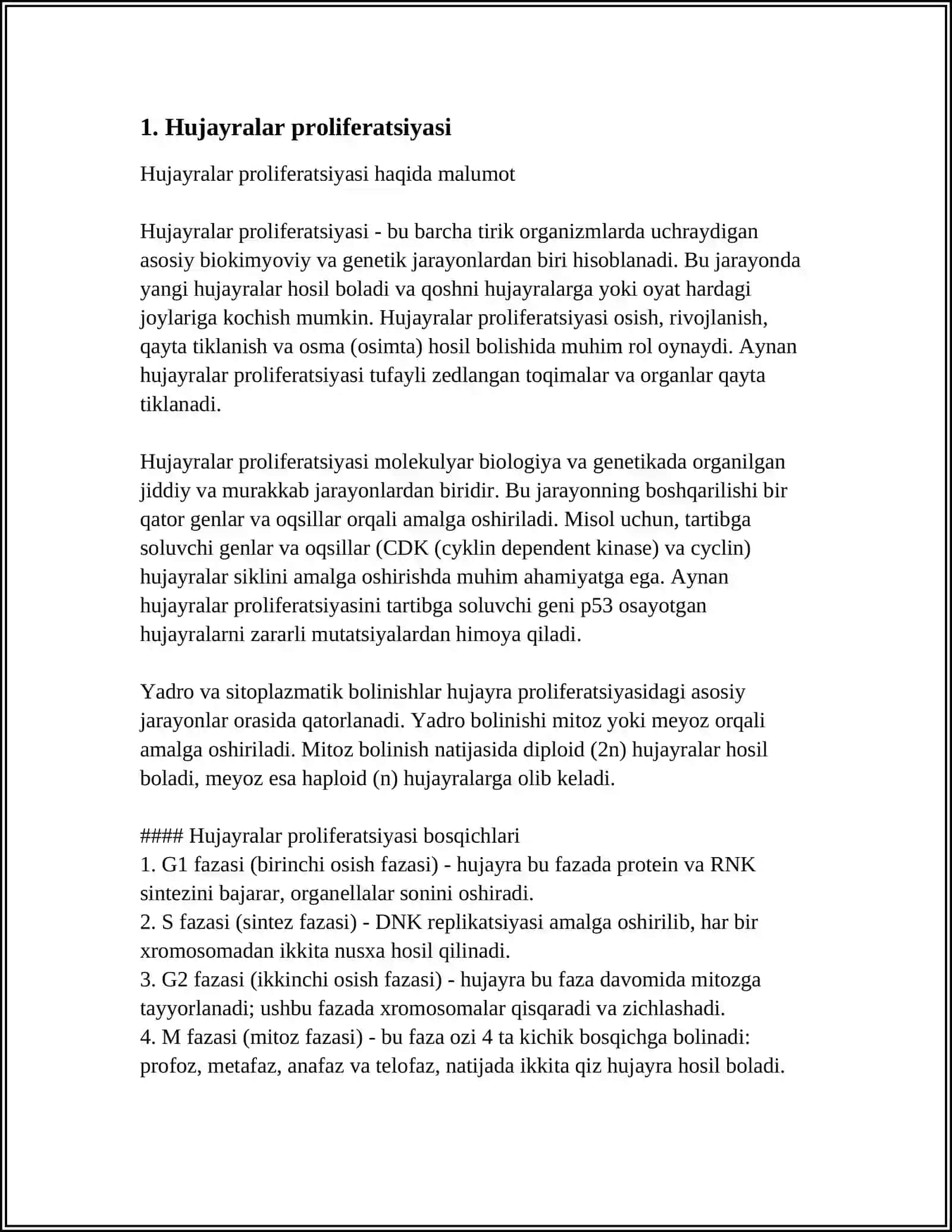 HUJAYRALAR POLIFERATSIYASI- MITOZ VA MEYOZ 3