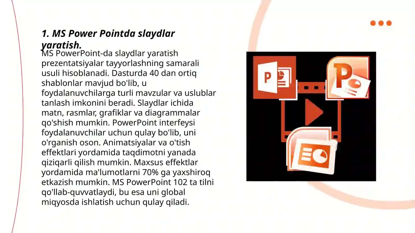 MS Power Pointda òrgatuvchi-interaktiv taqdimotlar yaratish 3