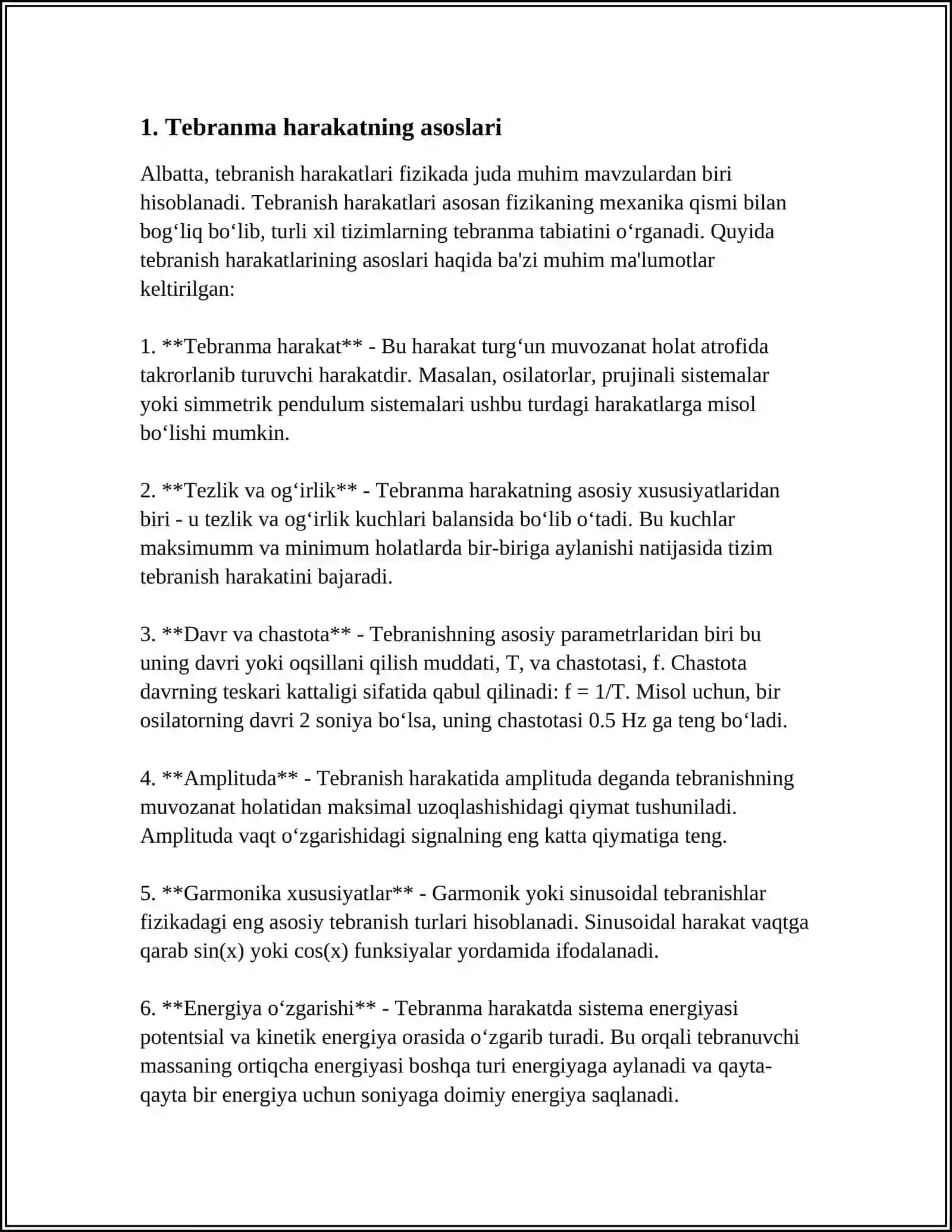 Tebranma harakatning asoslari 3