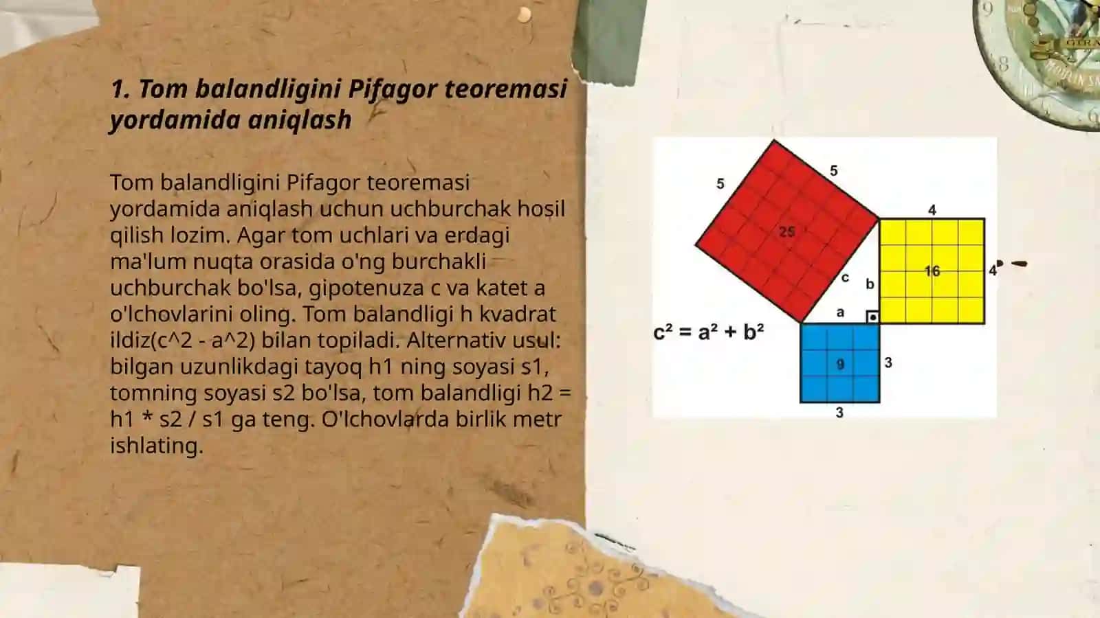 Pifagor teoremasing real hayotdagi tatbiqlari 3