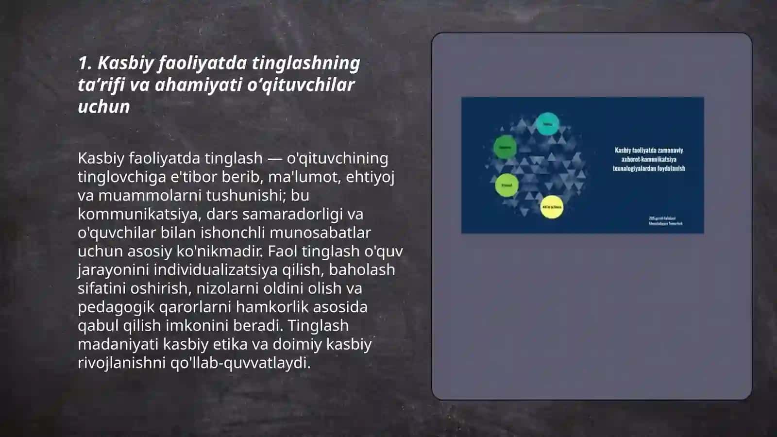 Kasbiy faoliyatda tinglash oʻqituvchini 3