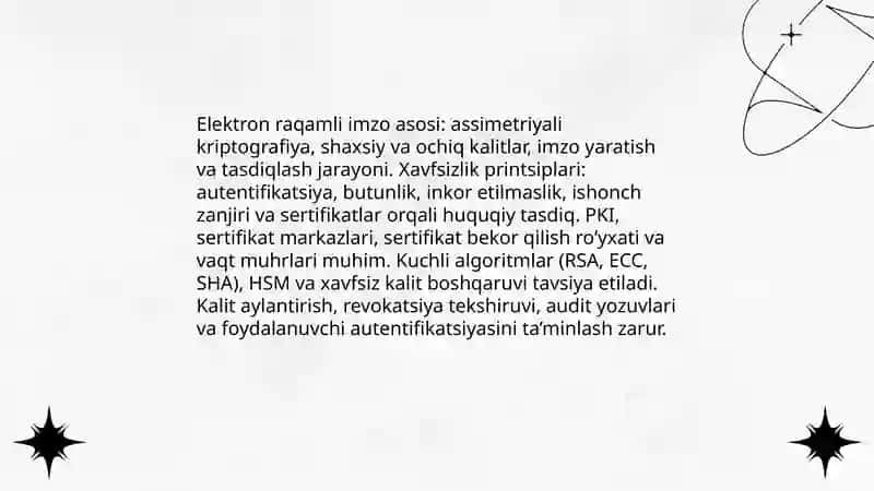 Elektron raqamli imzo va onlayn hujjat almashishda xavfsizlik masalalari 3