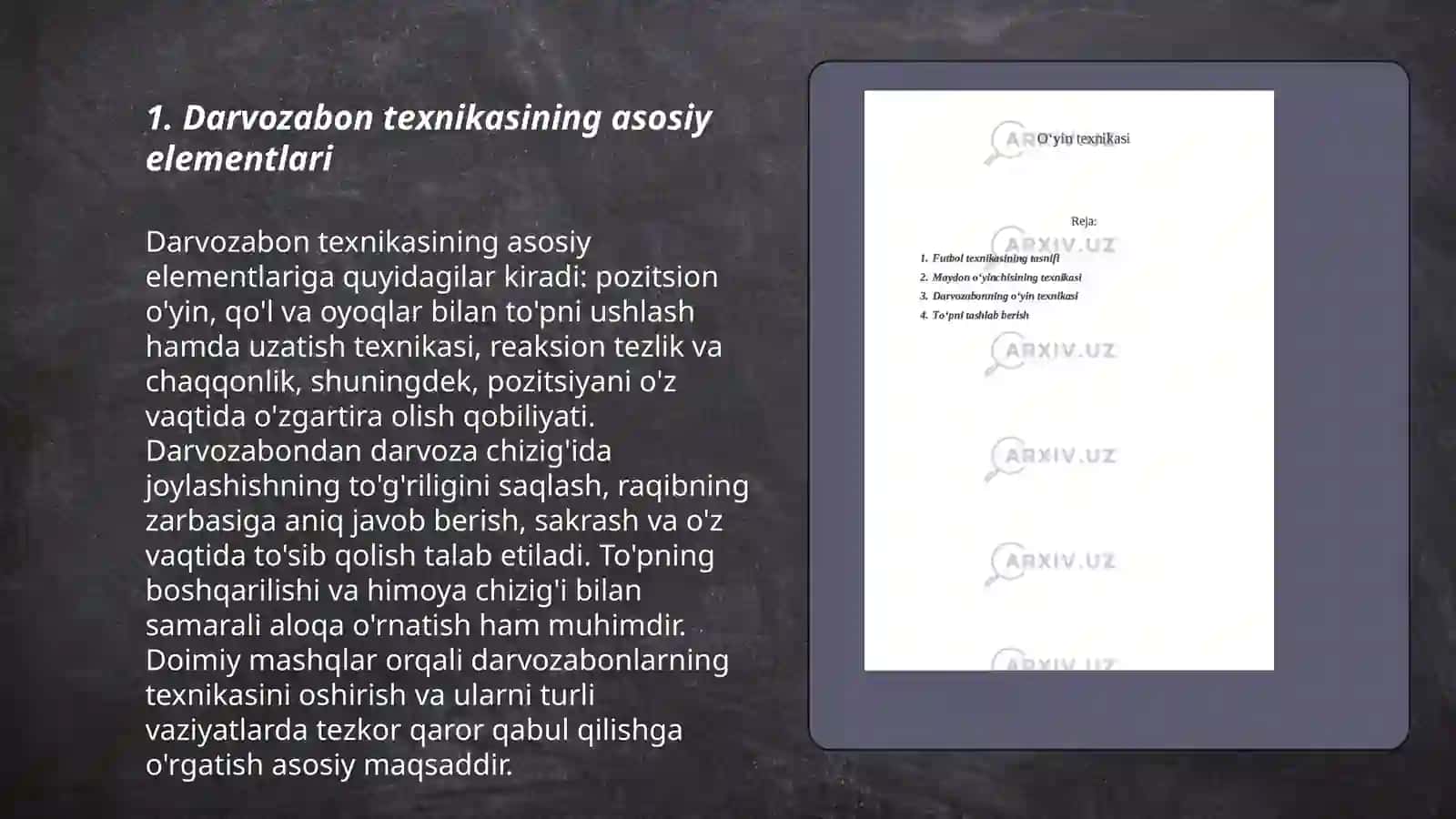 Darvozabon texnikasi tasnifi 3