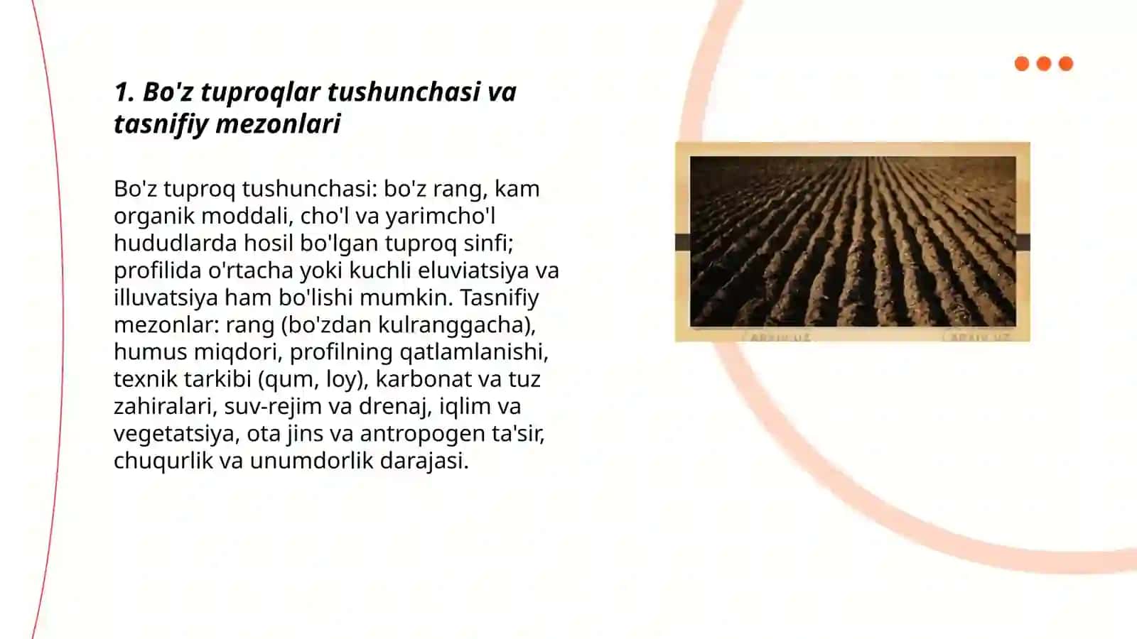 Bo'z tuproqlar tasnifi 3