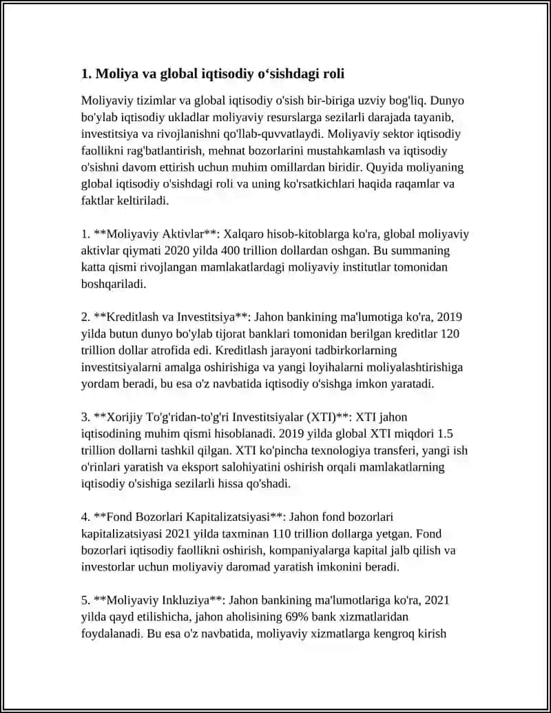 MOLIYANING GLOBALLASHUVI SHAROITIDAGI AHAMIYATI 3