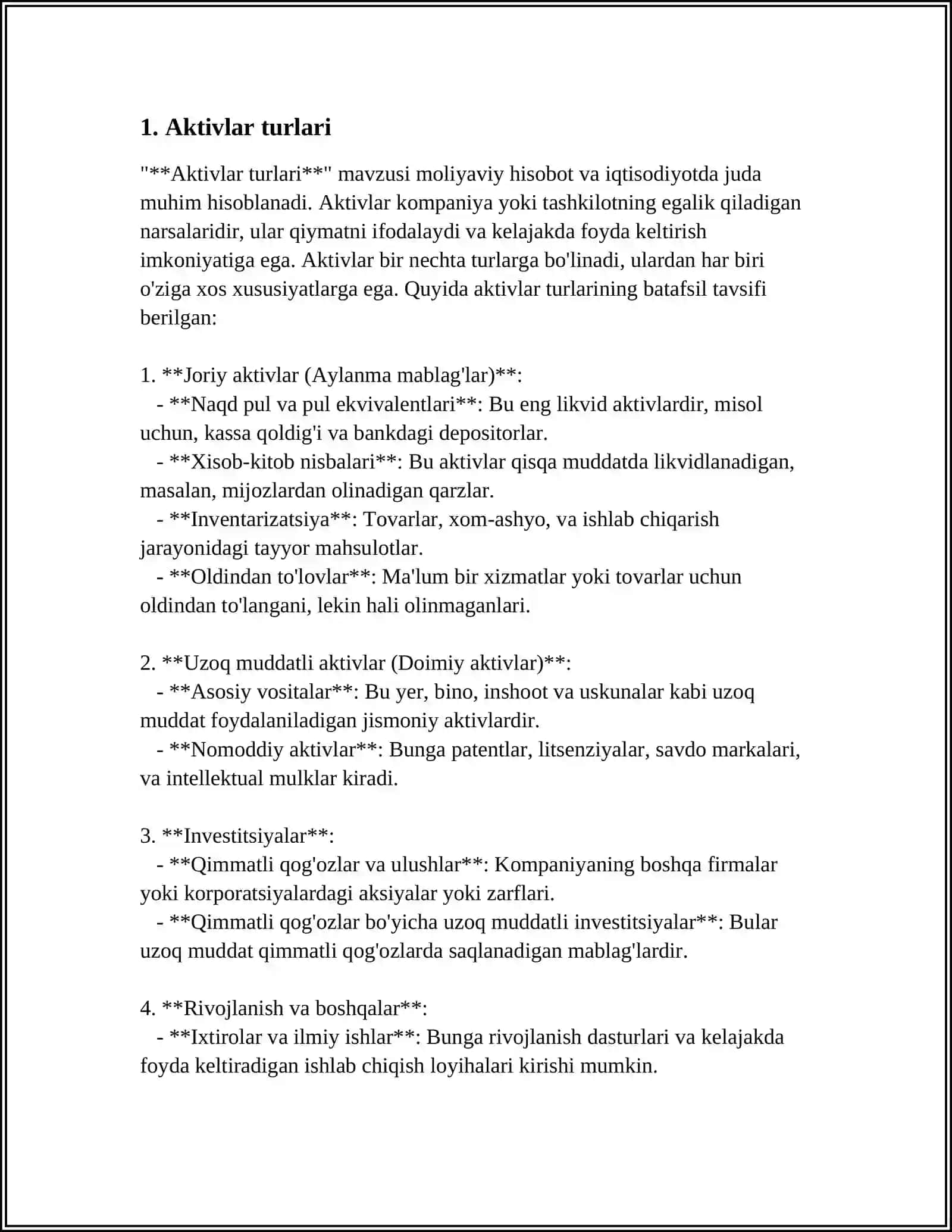 Aktivlar turlari 3