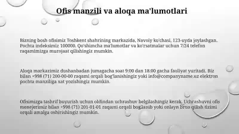 Ofis haqida ma'lumotlar 3