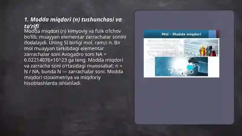 Modda miqdori haqida maʼlumot, tarixi, formulasi 3