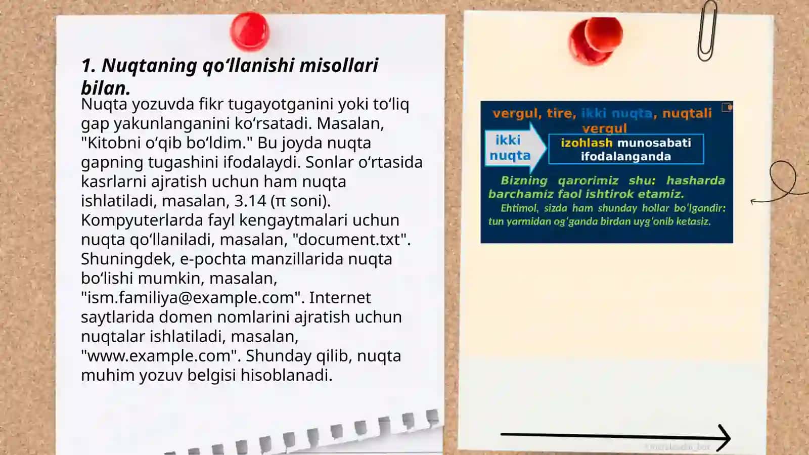 Nuqtaning qoʻllanishi misollari bilan 3