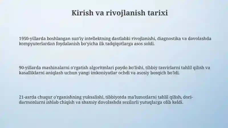 Tibbiyotda Suniy intellektdan foydalanish 3