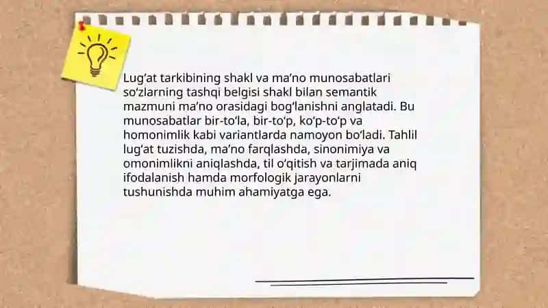 Luģat tarkibning shakl va mano munosabatlari 3