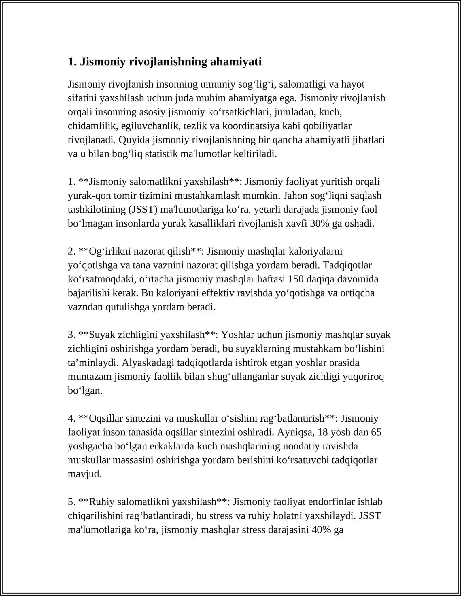 Jismoniy Rivojlanishning Ahamiyati 3