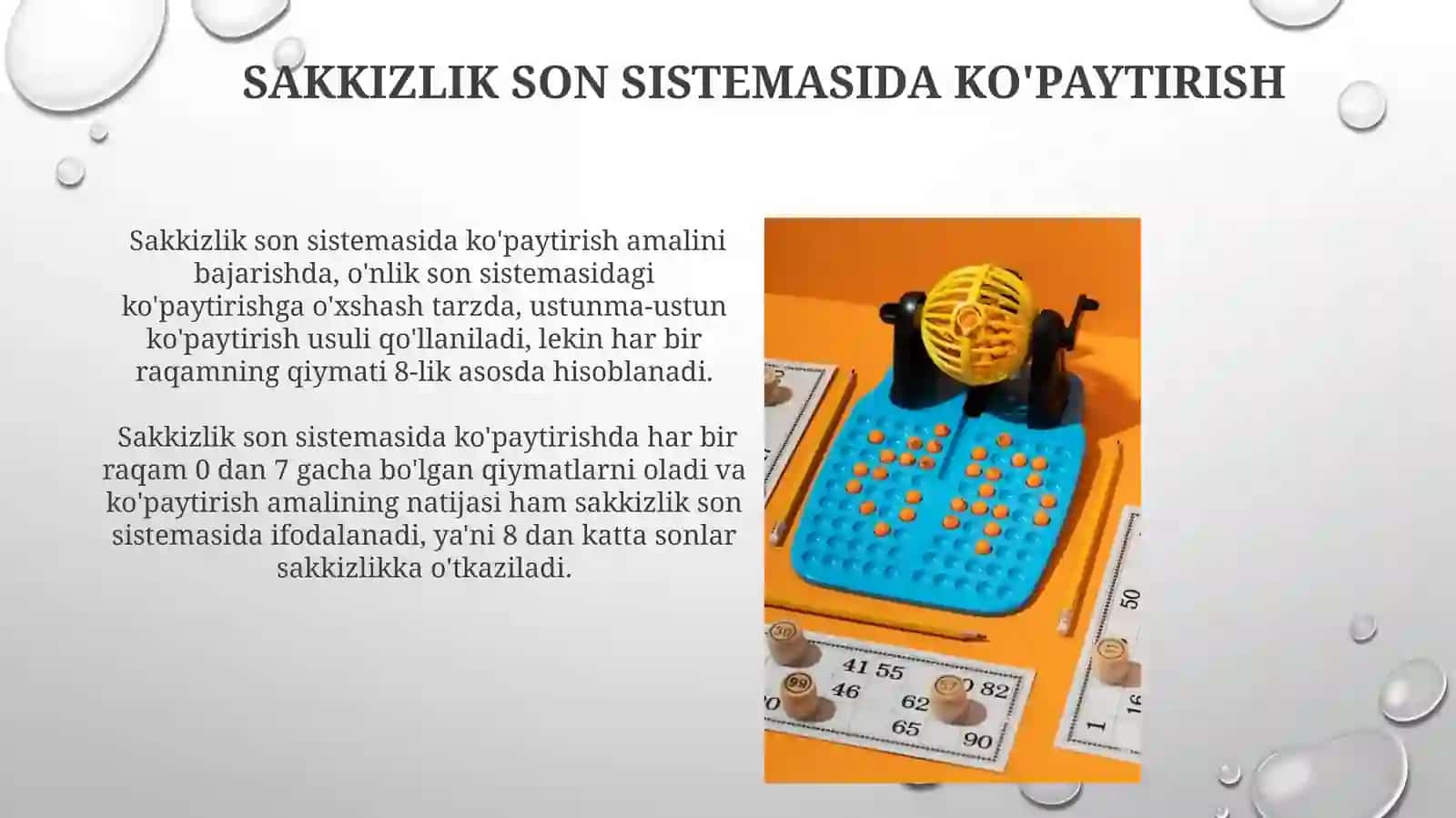 Sakkizlik son sistemasida ko'paytirish amallari 3