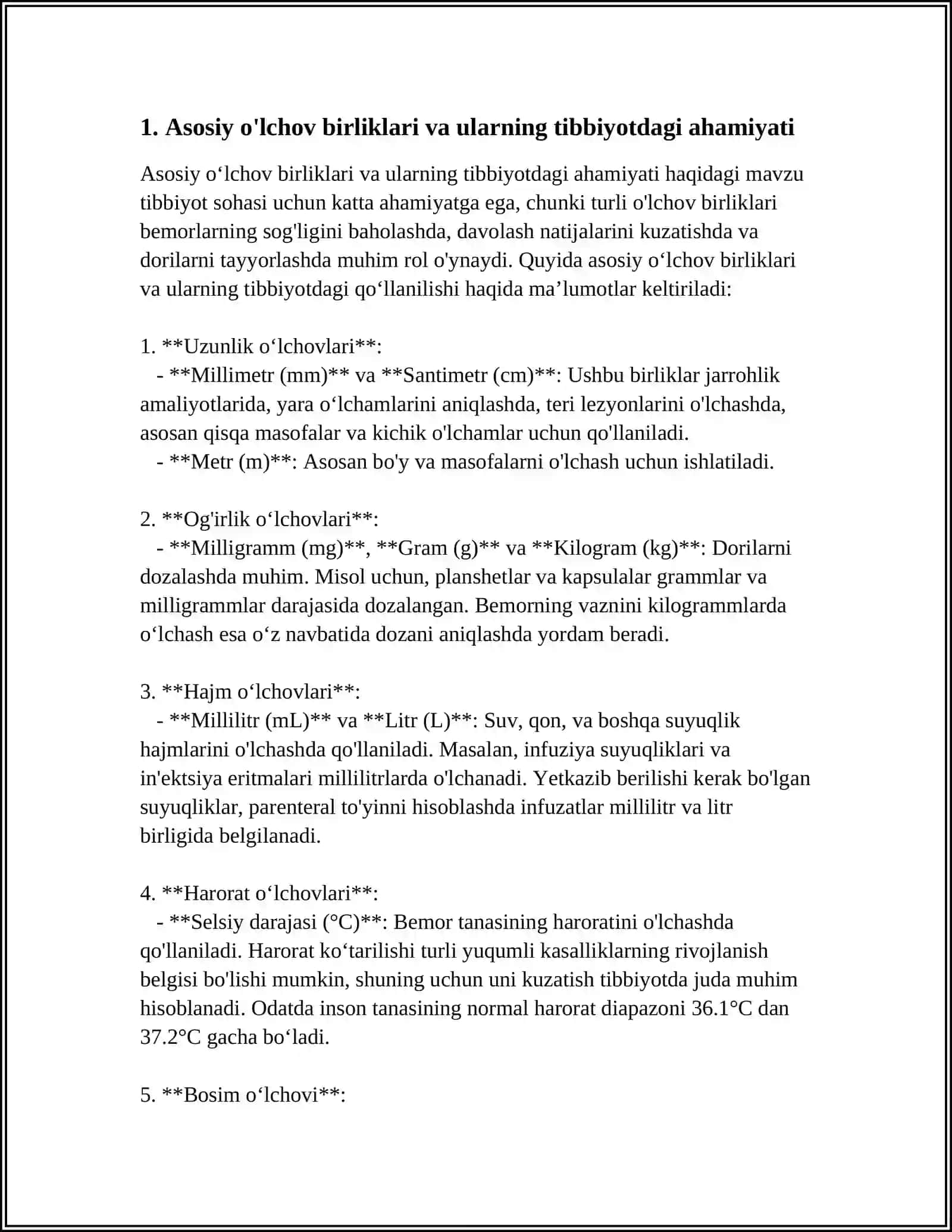 TIBBIYOTDA OʻLCHOV BIRLIKLARI QOʻLLANILISHI 3