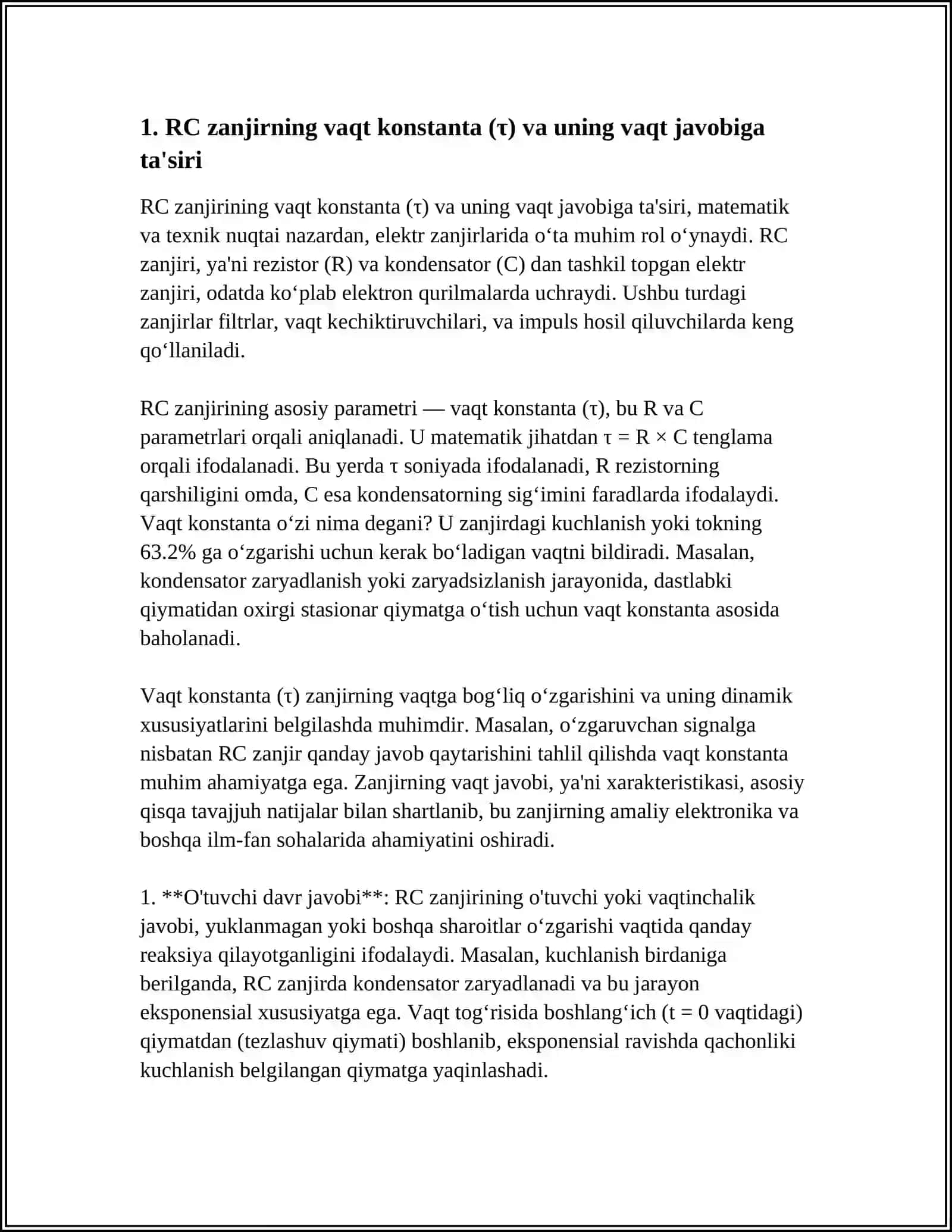 RC SXEMALARINING VAQT JAVOBINI MODELLASHTIRISH 3